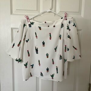 Cactus Print Off-Shoulder Top